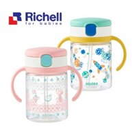 Bình ống hút tập uống nước cho bé Richell AQ Clear Cross Cut Straw Bottle Mug R 200ml