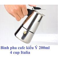 BÌNH PHA CAFE INOX 200ml dùng được trên bếp từ, ấm pha cà phê phong cách Ý THẨM THẤU NGƯỢC kiểu dáng thể thao hiện đại