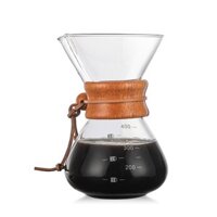 Bình pha cafe thủy tinh chemex đai gỗ 800ml