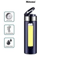 Bình pha trà, bình pha cà phê thủy tinh 2 lóp cao cấp Mitomo BGH-0509, 550ml có lõi lọc trà inox 304 - Hàng chính hãng - Màu Xanh Đen