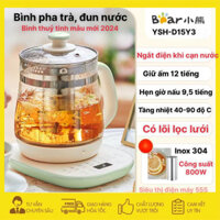 Bình pha trà đun nước Bear YSH-D15Y3 thuỷ tinh 1,5 lít có lõi lọc công suất 800W với 16 chế độ nấu và giữ ấm