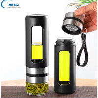 Bình pha trà inox có lọc, Bình trà thủy tinh uống trà 2 in 1 tiện lợi Miyagi