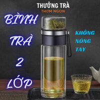 Bình pha trà thuỷ tinh 2 lớp cao cấp AN COFFEE 420ml có lọc trà inox 304 chịu nhiệt cao từ -20 đến 140 độ C