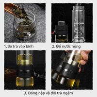 Bình Pha Trà Thủy Tinh 2 Lớp Cách Nhiệt - An Toàn Với Lõi Lọc Inox 304