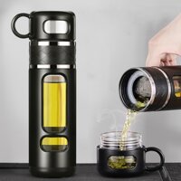 Bình pha trà thủy tinh 2 lớp BT-08, Bình pha trà kèm Cốc uống trà tiện lợi, Dung tích 520ml