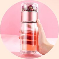 Bình pha trà thuỷ tinh 2 lớp cao cấp chịu nhiệt cao từ -20 đến 140 độ C dung tích 400ml nhiều màu chọn lựa - Go Home