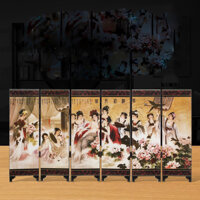 Bình phong gỗ mini Sơn mài cao 24cm Dương Quý Phi tắm suối