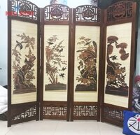Bình phong khung gỗ tại Đà Nẵng – in hình tứ quý siêu đẹp
