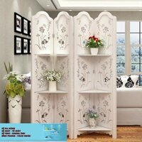 Bình phong vách ngăn có kệ trang trí họa tiết hoa sen bé GTS319 cao cấp / TẤM