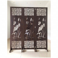 Bình phong vách ngăn phong thuỷ gỗ MDF hoạ tiết hoa sen - CHỈ BÁN TỪ 2 CÁNH TRỞ LÊN, vách ngăn di động, vách ngăn phòng