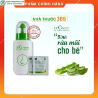 Bình rửa mũi Dr Green 240ml + Hộp gói muối biển Nha đam