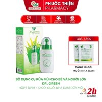 Bình rửa mũi xoang muối biển nha đam Dr Green - Bộ dụng cụ Docter green, Dr. green rửa mũi cho bé