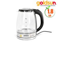 Bình siêu tốc Goldsun GKT2607G, 1.8L, 1700W, thân thủy tinh, đáy Inox 304, Đế tiếp điện xoay 360 độ