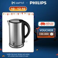 Bình siêu tốc Philips HD9316/03 dung tích 1.7 lít công suất 1.800W-Cảm biến hơi nước chống sôi khô và quá nóng giữ ấm mà không cần đun sôi lại giúp nước sôi nhanh-Hàng phân phối chính hãng