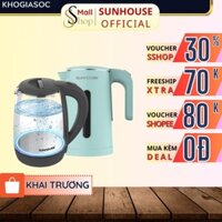 Bình siêu tốc thuỷ tinh Sunhouse 1.8L SHD1215 an toàn sức khỏe - Chính hãng - Bảo hành 12 Tháng - SSHOP
