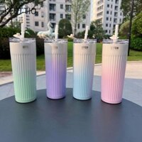 Bình Sinh Viên KECTTIO, Màu Gradient 500ml Bình Nước Nóng Lạnh, Cốc Rơm Inox 304 Chống Rò Rỉ Di Động Văn Phòng Trường Học