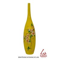 BÌNH SƠN MÀI MÀU VÀNG VẼ HOA LAN SIZE TRUNG 18x70CM