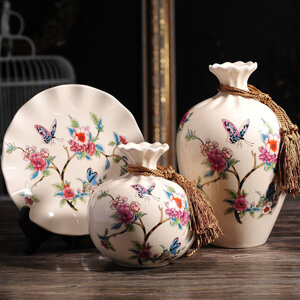 Bình sứ có quai cổ sọc BG019