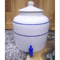 BÌNH SỨ ĐỰNG NƯỚC KẺ CHỈ10L - Xanh lục bảo,Vòi nhựa xanh