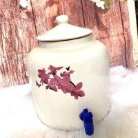 BÌNH SỨ ĐỰNG NƯỚC KẺ CHỈ10L - Trắng hoa,Vòi inox mạ