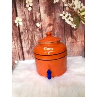 BÌNH SỨ ĐỰNG NƯỚC KẺ CHỈ10L - Cam,Vòi inox mạ