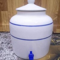 BÌNH SỨ ĐỰNG NƯỚC KẺ CHỈ10L - Trắng,Vòi inox mạ