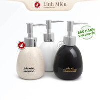 Bình sứ đựng nước rửa tay dầu gội sữa tắm dầu xả khách sạn 5 sao Bát Tràng cao cấp - dáng trứng trắng (250ml)