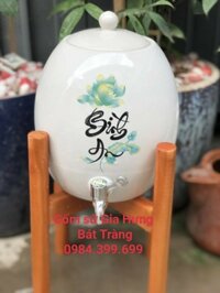 Bình sứ đựng nước tráng men màu trắng 3lít BN220084