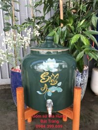 Bình sứ đựng nước tráng men xanh lục bảo 8 lít BN222082