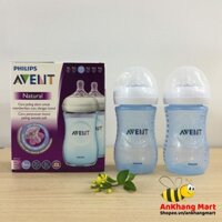 Bình sữa Avent Natural 260ml Xanh - Hồng (Núm số 2, 1 tháng +)