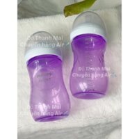 Bình sữa Avent Natural Mẫu Mới 260ml trơn núm số 3 đi kèm có cho đổi size núm