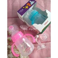 Bình sữa,  bình thìa sillicon Baby Love 2 in 1 cổ rộng có tay cầm 150ml (Tặng 1 núm ti)