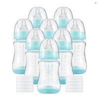 Bình sữa cho bé có núm vú silicon & nắp bảo quản Chai sữa mẹ cho bé Chai bảo quản sữa PP dung tích 240ml Bình sữa cho bé Đồ cần thiết cho bé, Xanh & Pac