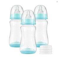 Bình sữa cho bé có núm vú silicon & nắp bảo quản Chai sữa mẹ cho bé Chai bảo quản sữa PP dung tích 300ml Bình sữa cho bé Đồ cần thiết cho bé, Xanh & Pac