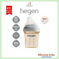 Bình sữa cho bé HEGEN PPSU 150ml núm số 1, bình sữa trẻ em cao cấp 1m+, Monnie Kids