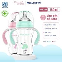 Bình sữa cho bé nhựa PP an toàn Cổ Rộng Cao Cấp McGOLDSON 180ml Có Van Chống Sặc