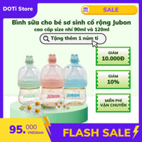 Bình sữa cho bé sơ sinh cổ rộng Jubon và Babuu size nhí 90ml và 120ml tặng thêm 1 núm ti mềm mại