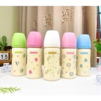 Bình sữa cho bé sơ sinh Jubon nhựa PPSU an toàn cho bé, họa tiết mới xinh xắn, Tặng 1 núm ti