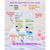 Bình sữa cho bé sơ sinh Jubon PPSU họa tiết xinh xắn size 180ml, 240ml và 300ml shop Mokistore