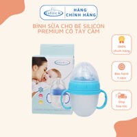 Bình sữa cho bé thiết kế chống ọc, bình sữa cho bé 1 tuổi Silicon Premium có tay cầm, bình sữa Gluck chính hãng