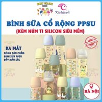 Bình sữa cho bé Moyuum-Kichilachi, bình sữa cổ rộng ppsu cảm biến nhiệt 170ml/270ml [KÈM NÚM TI]