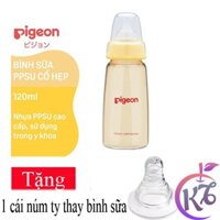 Bình sữa cổ hẹp Pigeon nhựa PPSU cao cấp 160ml Tặng 1 núm ty thay bình sữa - bình sữa cổ thường Pigeon