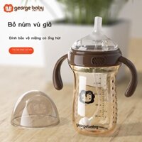 Bình sữa có ống hút cỡ lớn Little Lion King George ppsu chống rơi, chống đầy hơi, chống bình xịt sữ