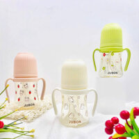 Bình sữa có ống hút và tay cầm in họa tiếtt Jubon 2in1
