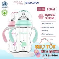 Bình Sữa Cổ Rộng Bú Mọi Tư Thế Có Dây Dẫn Chống Sặc MC GOLDSON 180ml/240m/300ml (núm ty mềm)