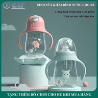 Bình sữa cổ rộng cao cấp 2 chức năng, bình sữa kiêm bình nước với núm siêu mềm có van chống sặc an toàn cho bé