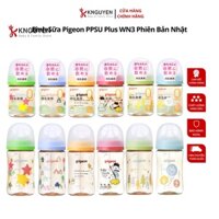 Bình sữa cổ rộng cho bé PIGEON 160ml/240ml, bình sữa trẻ em PPSU nội địa Nhật - Knguyen Store