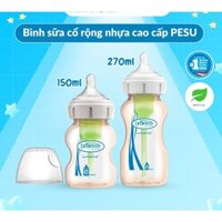 Bình sữa cổ rộng Dr.Brown's nhựa PESU Option Plus 100% chính hãng 150ml và 270ml