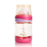 Bình sữa cổ rộng Kidsme PPSU 120ml màu tím hồng 160226