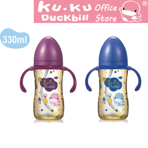 Bình sữa cổ rộng nhựa ppsu có tay cầm KUKU KU5867 – 330ML